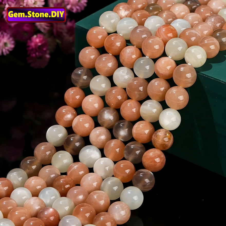 Moonstone Mix Natural Stone，Loose Bead มูนสโตนผสมหินธรรมชาติ,หลวมลูกปัด ตัวเว้นวรรค สําหรับสร้อยข้อมือ/สร้อยคอ/แหวน/ต่างหู,ขายส่งทําด้วยมือทําเองเครื่องประดับอุปกรณ์เสริม,สร้อยข้อมือหินคริสตัลหิน,อัญมณีส