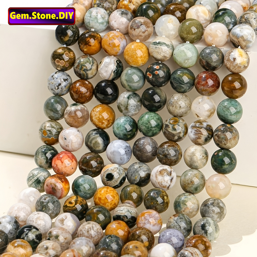 Ocean Jasper Natural Stone，Loose Bead มหาสมุทร แจสเปอร์ หินธรรมชาติ,หลวมลูกปัด ตัวเว้นวรรค สําหรับสร้อยข้อมือ/สร้อยคอ/แหวน/ต่างหู,ขายส่งแฮนด์เมดเครื่องประดับ ทําเอง อุปกรณ์เสริม,สร้อยข้อมือหินคริสตัลเฮมสโตน,ลูกปัดคริสตัล