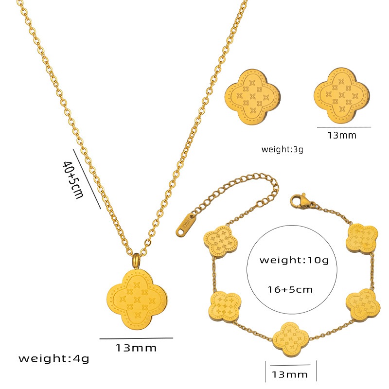 Ht สร้อยคอไทเทเนียม เหล็กสเตนเลส ชุบทอง 18K จี้รูปใบโคลเวอร์สี่แฉก ดอกไม้ เครื่องประดับหรูหรา สําหรับเด็กผู้หญิง ราคา ถูกที่สุด ดีลบีเคเค แกลเลอรีภาพที่ 9