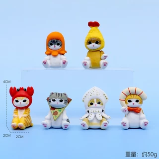 5 ชิ้น/6 ชิ้น/เซ็ตการ์ตูนอะนิเมะ Mofusand Shark Cat Marine Life ปลาหมึก Tempura กุ้งทอดแมว Kuromi ผลไม้รุ่น Q PVC ตัวเลขการกระทําตุ๊กตาของเล่น
