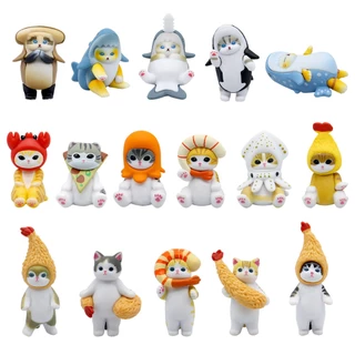 5 ชิ้น/6 ชิ้น/เซ็ตการ์ตูนอะนิเมะ Mofusand Shark Cat Marine Life ปลาหมึก Tempura กุ้งทอดแมว Kuromi ผลไม้รุ่น Q PVC ตัวเลขการกระทําตุ๊กตาของเล่น