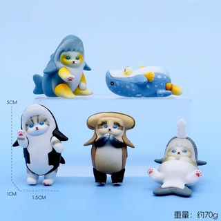5 ชิ้น/6 ชิ้น/เซ็ตการ์ตูนอะนิเมะ Mofusand Shark Cat Marine Life ปลาหมึก Tempura กุ้งทอดแมว Kuromi ผลไม้รุ่น Q PVC ตัวเลขการกระทําตุ๊กตาของเล่น