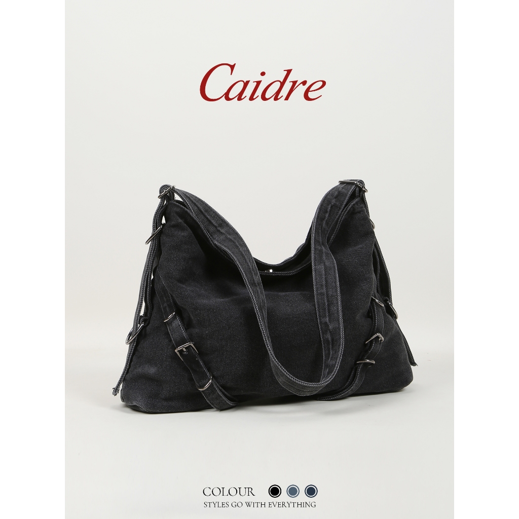 Caidre Tote Bag กระเป๋าผ้าใบเดนิมผู้หญิง Commuter Shoulder Messenger Bag