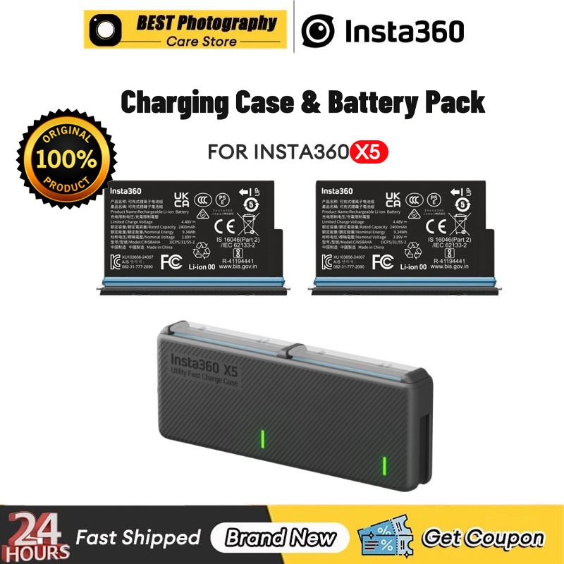 【🇹🇭 กรุงเทพฯ】Original Insta360 X5 Battery charger Dual-slot Two Bay Fast Charging Case With battery 2400 mAh สําหรับ Insta360 X5 Power โวลต์อุปกรณ์เสริม