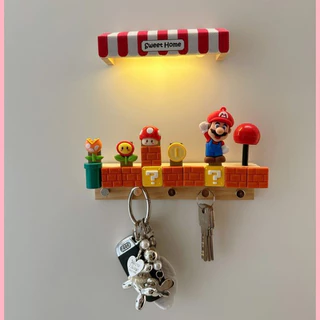 Mario ตกแต่งทางเข้าที่เก็บกุญแจตะขอแขวนผนังมาริโอผนังตะขอแม่เหล็กประตูทางเข้าจัดเก็บใหม่