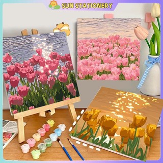 Digital Oil Paint By Numbers 20x 20cm Canvas Frame Number Painting Decor Wall Painting