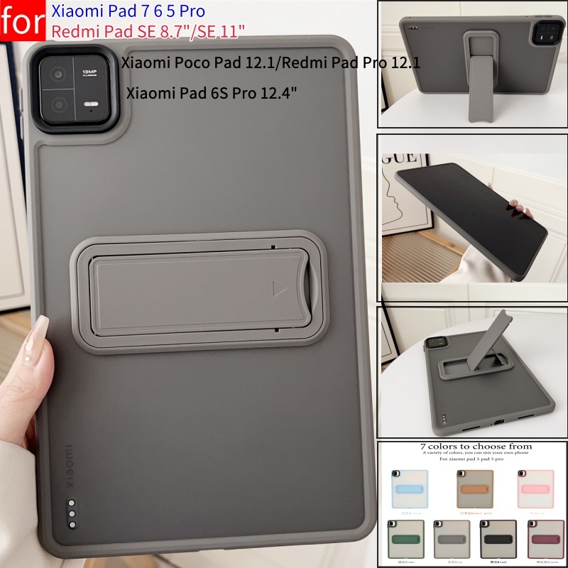 สําหรับ Xiaomi Pad 7 6 5 Pro Mipad7 Mipad6 Mipad5 Redmi Pad SE 8.7 SE 11 6S Pro 12.4 Poco Pad 12.1 Redmi Pad Pro 12.1 ขาตั้ง Funda Cover Matte Case