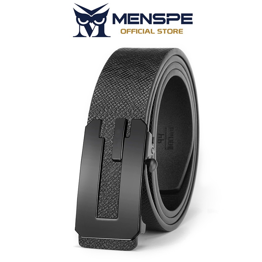 MENSPE Mens หนังวัวแท้หนังหัวเข็มขัดอัตโนมัติเข็มขัดไม่มีรูพรุน Casual Business Original เข็มขัดหนังเอว