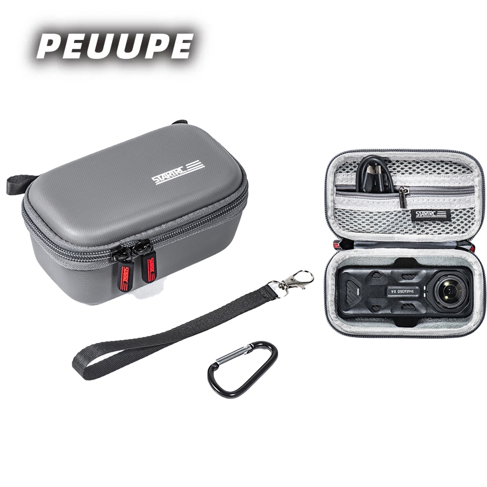 เหมาะสําหรับ Insta360 X5 Panoramic Camera Storage Bag Stand-alone Shock-proof Bag with Hand Rope Carabiner X4 Host Bag