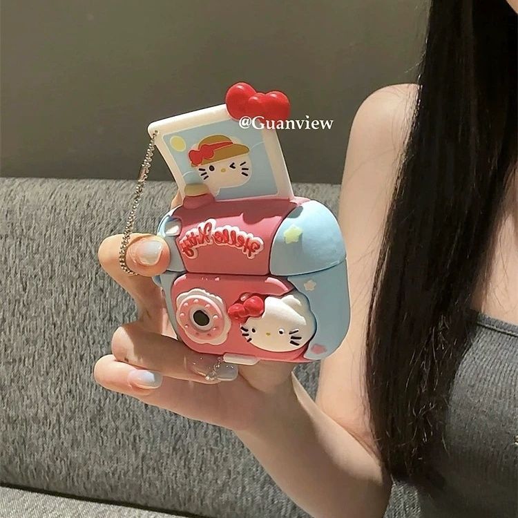 Fos AirPods Pro3 เคสหูฟังบลูทูธ 1/2/3 ใหม่ 4th Generation Anti Drop Soft Case สาวการ์ตูน KT กล้อง