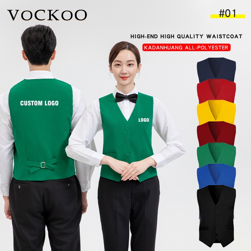 ชุดมืออาชีพเสื้อกั๊กหลวมสวมใส่อย่างเป็นทางการเสื้อกั๊กสไตล์ใหม่โลโก้ที่กําหนดเองผู้ชายผู้หญิง ชุดเอี๊ยม