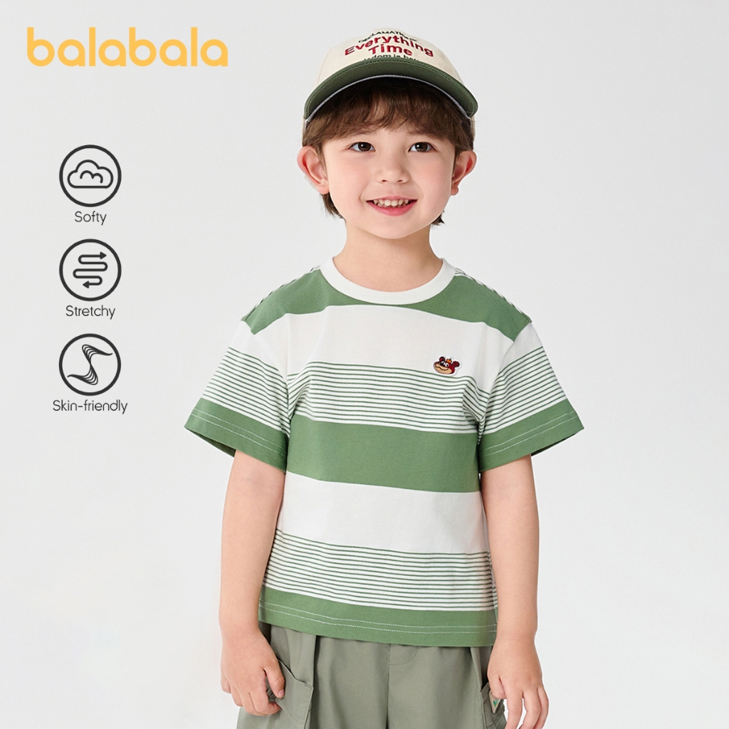 Balabala เด็กเด็กวัยหัดเดิน Tshirt Boy แขนสั้นสาว Top 2025 ฤดูร้อนใหม่ Moisture Wicking แห้งเร็วแฟชั่นสบายๆ Sporty Breathable สบายโรงเรียนสวมใส่ Tees