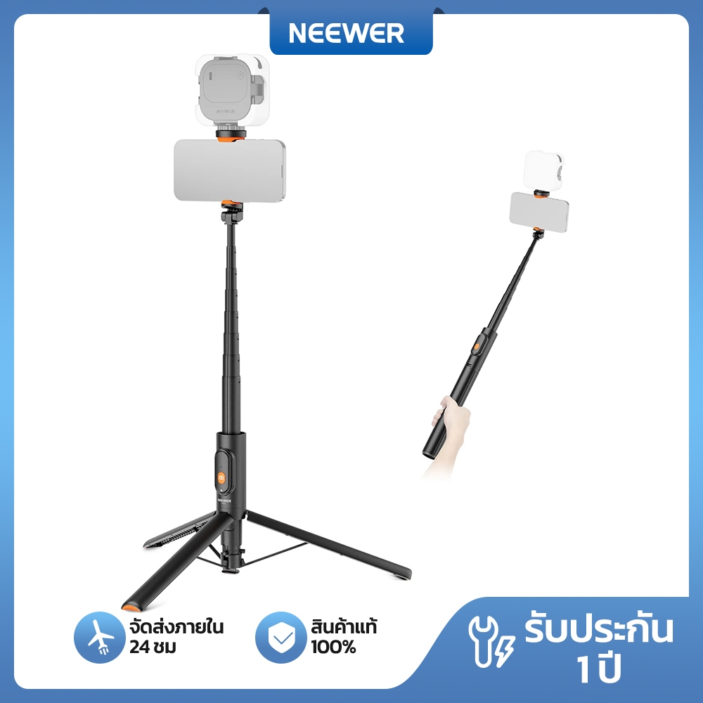NEEWER PA992 ขาตั้งกล้องเซลฟี่เข้ากันได้กับ iPhone Samsung Android, โลหะแบบพกพาน้ําหนักเบาขาตั้งโทรศัพท์มือถือสําหรับเดินทางพร้อมที่วางโทรศัพท์ Mount & Remote สําหรับการบันทึกวิ