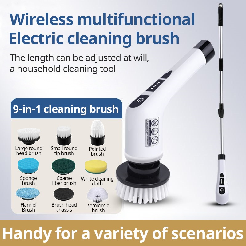 แปรงขัดห้องน้ำไฟฟ้า แบบชาร์จไฟได้ แปรงทำความสะอาด แปรงขัดไฟฟ้า อัจฉริยะ360°องศา แปรงไฟฟ้าไร้สาย แปรงขัดไฟฟ้าพร้อมมอเตอร์ทรงพลัง เครื่องขัดพื้นไฟฟ้า แถมหัวเปลี่ยน 8 แบบ