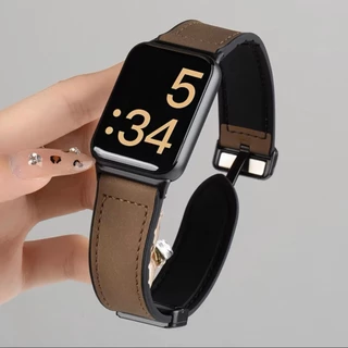 สายหนังสําหรับ Xiaomi Mi Band 8 9 10 Pro สร้อยข้อมือกันน้ํา cowhide สายรัดข้อมือกีฬา