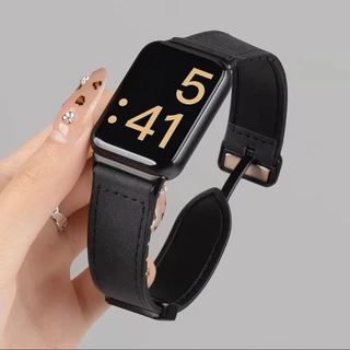 สายหนังสําหรับ Xiaomi Mi Band 8 9 10 Pro สร้อยข้อมือกันน้ํา cowhide สายรัดข้อมือกีฬา
