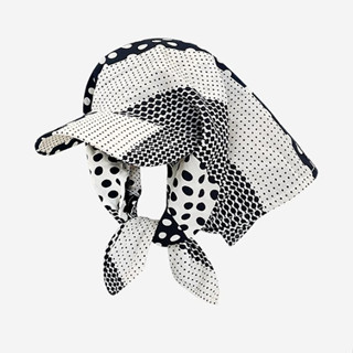 สีดําสีขาวสีเทา Polka Dot Headscarf หมวกหญิงฤดูร้อนสไตล์เกาห…