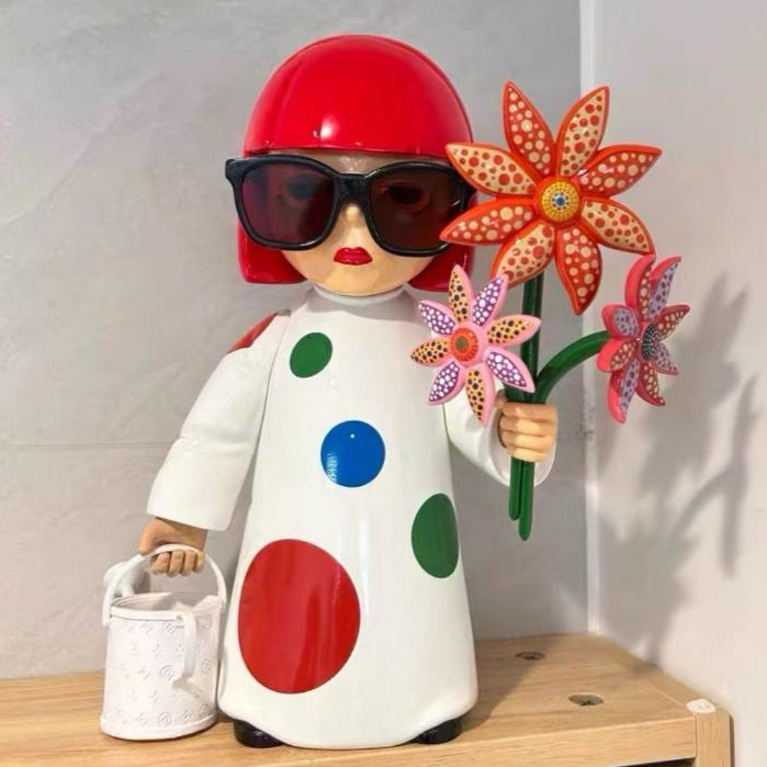 Yayoi Kusama Yayoi Kusama Polka Dot Pumpkin Classic Series ของสะสมอินเทรนด์ของเล่น Master ตุ๊กตาศิลปินรูปเดสก์ท็อปตกแต่งของขวัญ