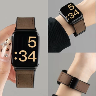 สายหนังสําหรับ Xiaomi Mi Band 8 9 10 Pro สร้อยข้อมือกันน้ํา cowhide สายรัดข้อมือกีฬา
