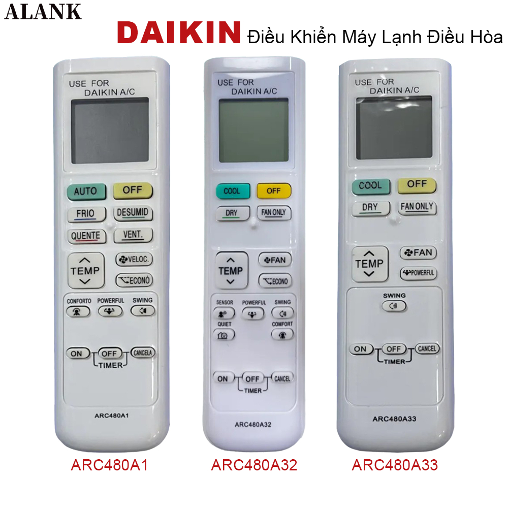ALANK Remote รีโมทแอร์ DAIKIN รีโมท (เหมาะกับแอร์แบบแยกส่วน) รุ่น ARC480A1/ARC480A32/ARC480A33