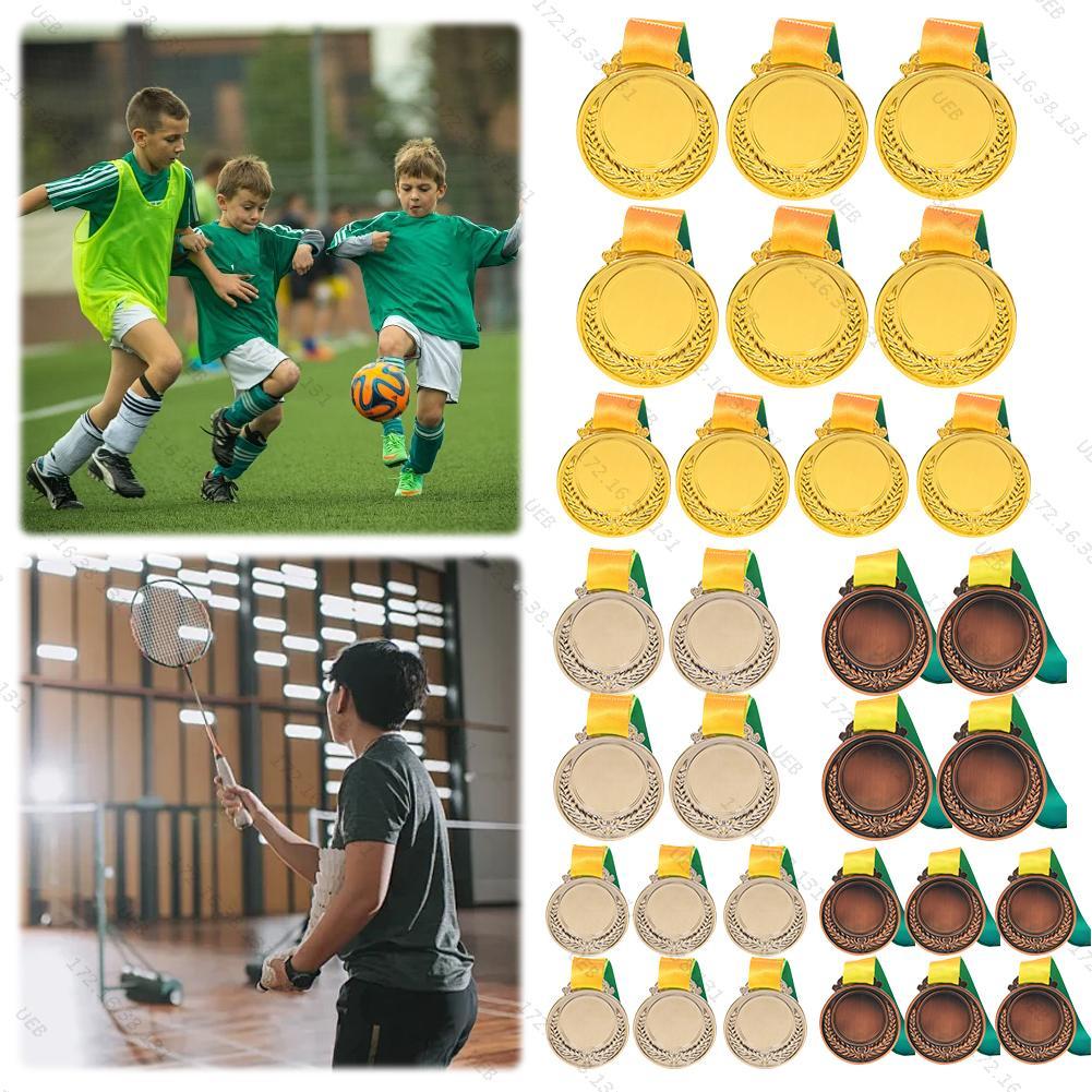 ] 10Pcs (พร้อมส่ง-WO) ของที่ระลึก เหรียญรางวัล โลหะผสมสังกะสี พร้อมสายคล้องริบบิ้น สําหรับเล่นกีฬา