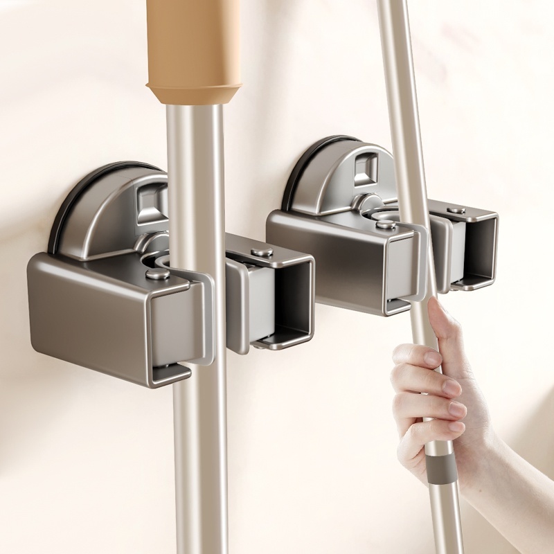 YUN JIE YA ถ้วยดูดแขวน Mop Handy เครื่องมือเจาะฟรี Wall คลิปผู้ถือไม้กวาด Hook ห้องน้ําจัดเก็บ Tidy-up ชั้นวางของในห้องน้ํา