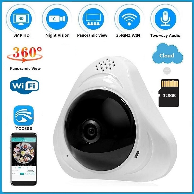 YOOSEE 3MP VR CCTV Camera WiFi 360 Degree Panoramic View Fisheye IP Camera Network Home Security Cam