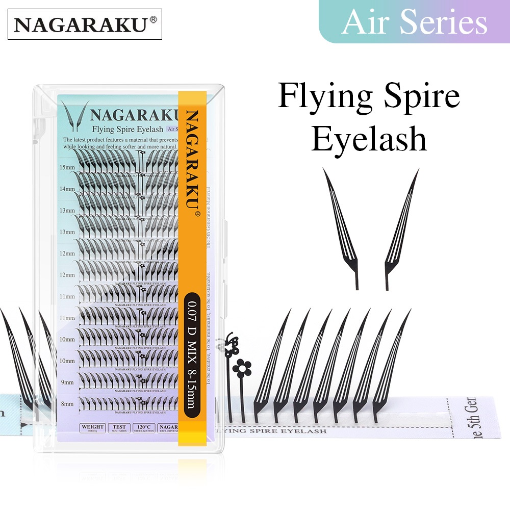 NAGARAKU Flying Spire ขนตาปลอม Air Series Premade Feather Light Eyelash Extensions