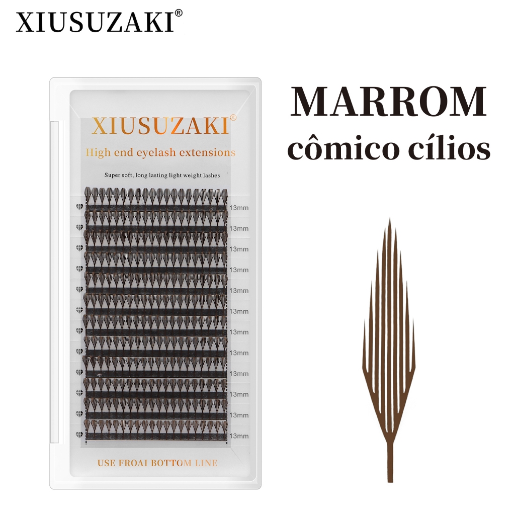 XIUSUZAKI สีน้ําตาลการ์ตูนขนตาสไตล์ใหม่ False Lashes ปลอม Mink วัสดุ Soft Eyelash Extension