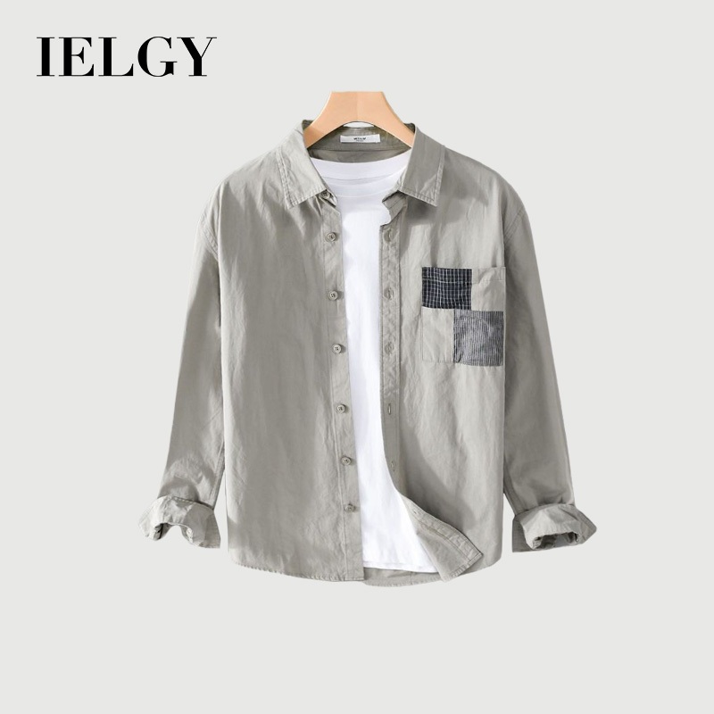 IELGY ฤดูใบไม้ผลิและฤดูใบไม้ร่วงแขนยาวชายเสื้อหลวมฤดูร้อนทุกการแข่งขันเยาวชนที่เรียบง่ายสีจับคู่เสื้อลําลองแจ็คเก็ต