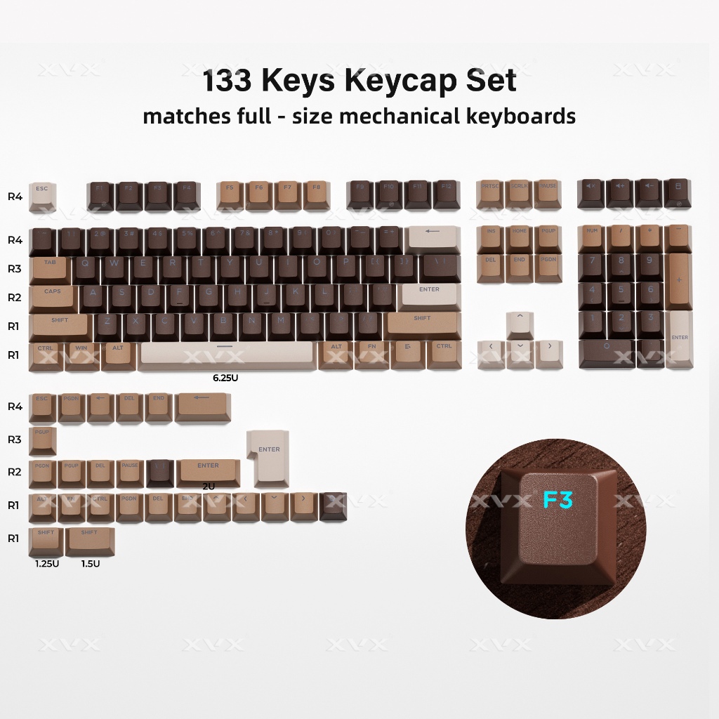 XVX Color Matching Series Shine-Through Double-Shot Cherry Profile PBT Keycap 133 คีย์