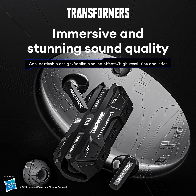 Transformers TF-T51 TWS หูฟังไร้สายบลูทูธไฮไฟสเตอริโอหูฟังเพลง/ชุดหูฟังเกม V5.4