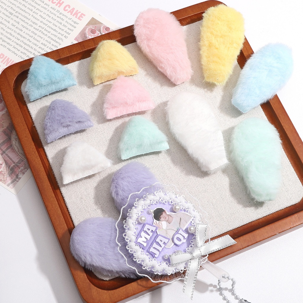 10ชิ้นสองด้านตุ๊กตาหูแมวกระต่ายหูยาวหูสั้นอุปกรณ์ ทําเอง กิ๊บติดผมอุปกรณ์ผม ทําเอง จี้