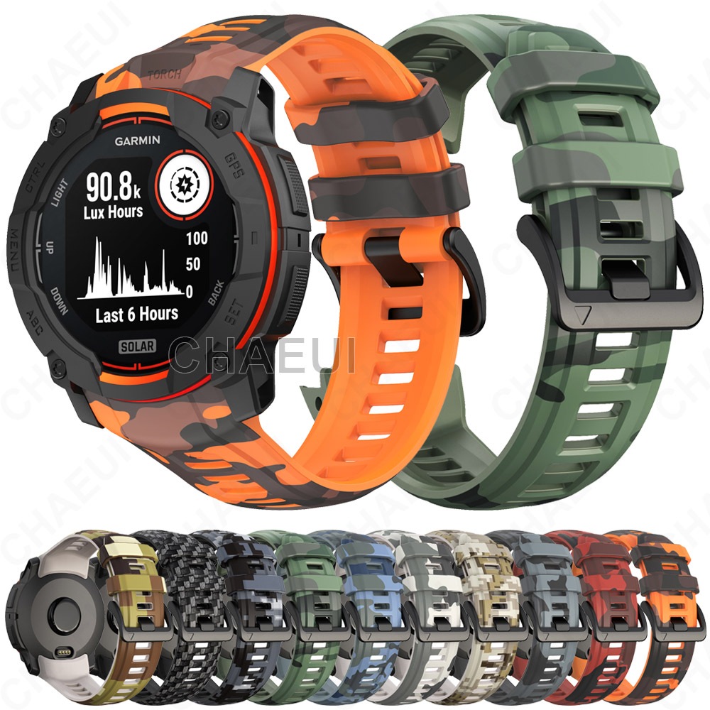 สายรัดซิลิโคนสร้อยข้อมือสีสันสดใสอุปกรณ์เสริมห่วงสําหรับ Garmin Instinct 3 50mm 45mm