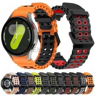 กีฬาสายรัดซิลิโคนคู่สีสร้อยข้อมืออุปกรณ์เสริมสําหรับ Galaxy Watch 7 FE 6 5 Pro 4 45mm 44mm 40mm Classic 47mm 43mm 46mm 42mm
