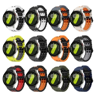 กีฬาสายรัดซิลิโคนคู่สีสร้อยข้อมืออุปกรณ์เสริมสําหรับ Galaxy Watch 7 FE 6 5 Pro 4 45mm 44mm 40mm Classic 47mm 43mm 46mm 42mm