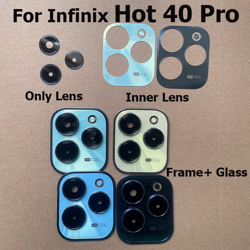 เลนส์กล้องด้านหลังสําหรับ Infinix Hot 40 Pro กระจกด้านหลังพร้อมกรอบอะไหล่ซ่อมทั่วโลก