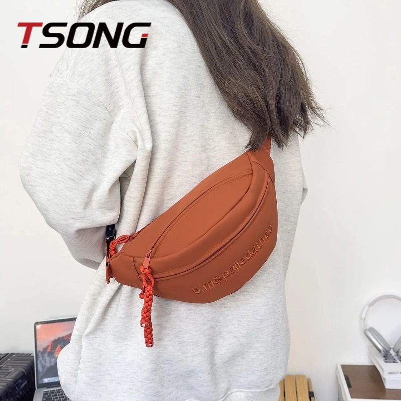 กระเป๋าคาดเอว จากแบรนด์ TSONG ใส่ได้ทั้งชายและหญิง มีเชือกผูกรูด มีซิป ใส่เที่ยว เดิน วิ่ง มันกันน้ํา 6221-B