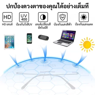 LUSEEN แว่นตากันรังสีเปลี่ยนสี ป้องกันแสงสีฟ้า ไร้กรอบ สำหรับผู้ชายและผู้หญิง ทรงเหลี่ยมวินเทจ แว่นตากันแดด AG2239