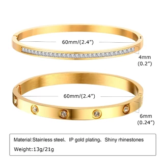 Vnox กําไลข้อมือคริสตัล ชุบทอง 18K ประดับเพทาย ของขวัญวันเกิด วันวาเลนไทน์ สําหรับแฟนสาว 2 ชิ้น