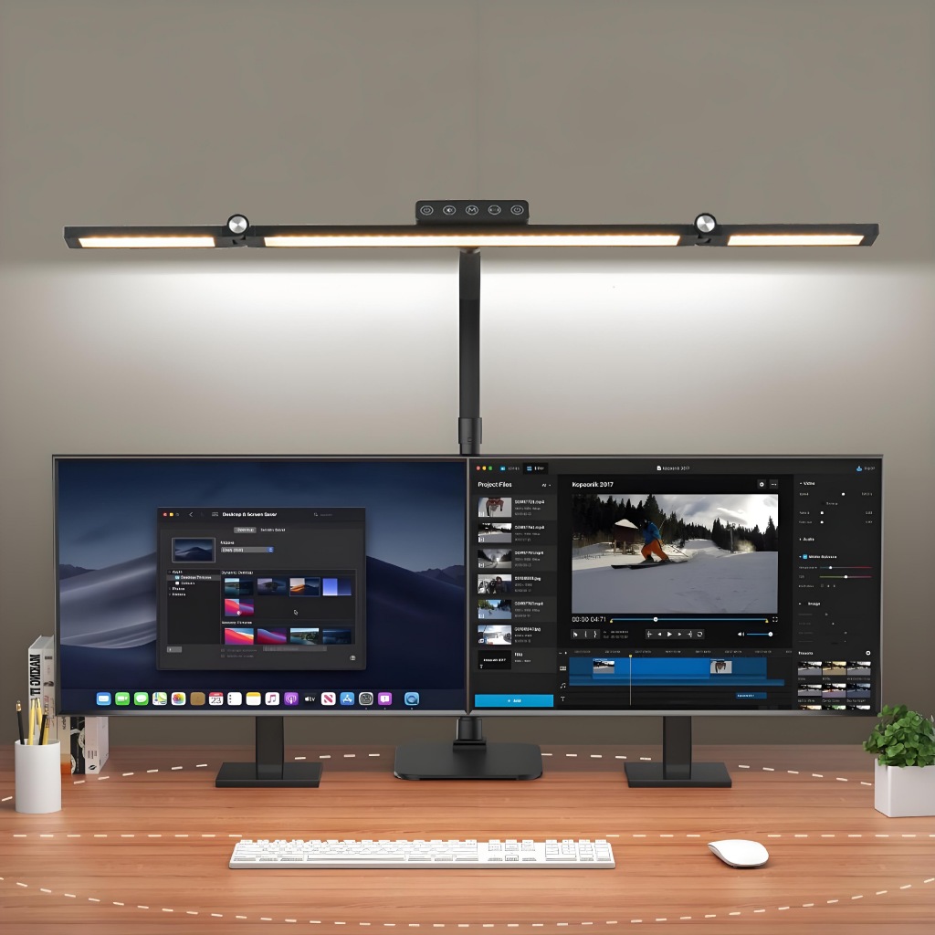 24W LED โคมไฟตั้งโต๊ะคอมพิวเตอร์หรี่แสงได้อัจฉริยะพร้อมรีโมทคอนโทรลและเซนเซอร์ยืดหยุ่น Gooseneck Dimming โคมไฟตั้งโต๊ะ