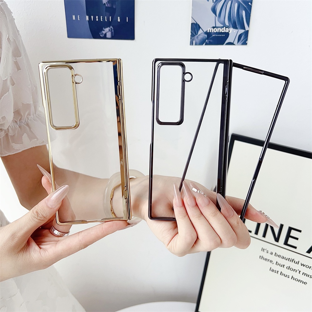 ชุบเคสโทรศัพท์โปร่งใสสําหรับ Samsung Galaxy Z พับรุ่นพิเศษ SE W25 PC เปลือกแข็งป้องกันสปริงบานพับปกห