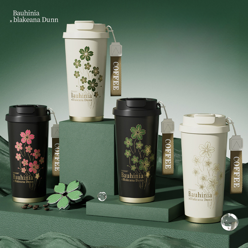 Four-leaf Clover Water Cup Ceramic Liner Thermos Cup Office Handy Coffee Cup Straw Cup Student Gift Cup 500ml