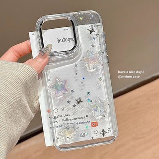 น่ารักเลื่อมอีพ็อกซี่เลเซอร์ดาวดอกไม้ล้างเคสโทรศัพท์สําหรับiPhone 17ProMax 17Air16 15 14 13 12 Pro Max 11 ดอกไม้Glitterปกหลัง