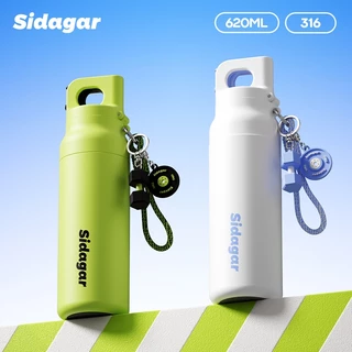 Sidagar แก้วเก็บความเย็น 620ml ถ้วยน้ํากีฬากลางแจ้ง สแตนเลส 316 แก้วน้ำเก็บความเย็น ขวดน้ำ