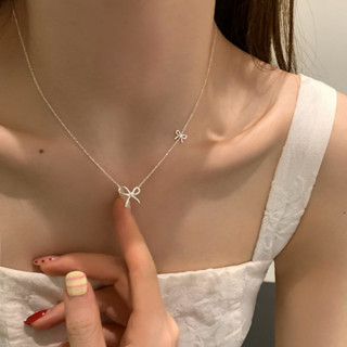 จากไทย 1วันถึง💕สร้อยคอโบว์เงินสเตอร์ลิง สำหรับผู้หญิง สไตล์ใ…