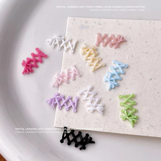 Rou Bao 50 ชิ้นเล็บแกะสลักนุ่ม Cross ผูก Bow Tie สีสัน Girly เรซิ่นเล็บ Art DIY Charms ตกแต่ง
