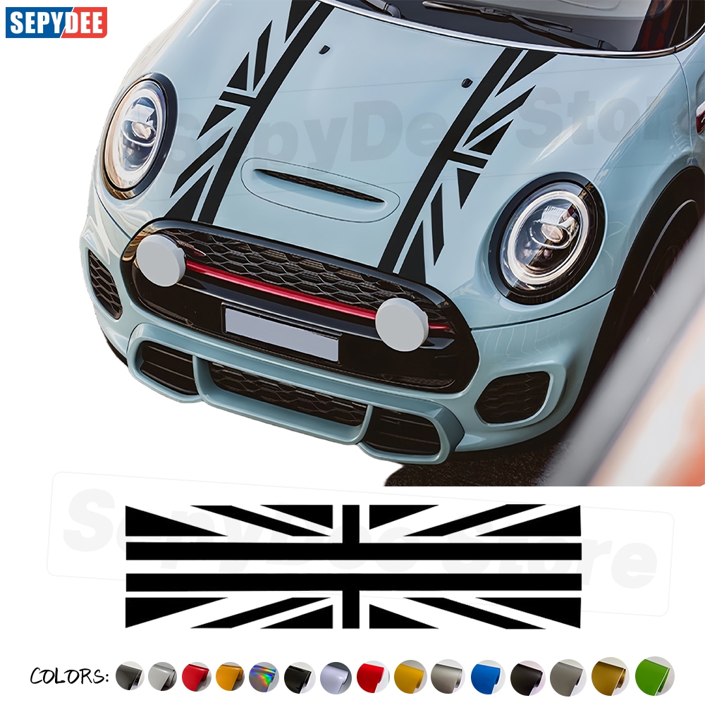 2 ชิ้น Union Jack ฝาครอบเครื่องยนต์ Hood Bonnet Stripe สติกเกอร์สําหรับ MINI Cooper J01 F55 F56 R55 