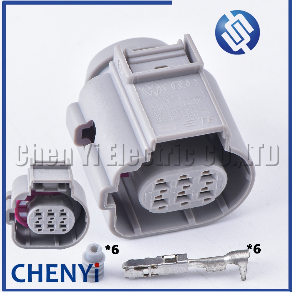 6 Pin สีเทา ขั้วต่อกันน้ําอัตโนมัติ ปลั๊กเซนเซอร์ออกซิเจนหน้า คันเร่ง EGR ปลั๊กวาล์ว 4H0973713B 4H0 973 713B 4H0973713