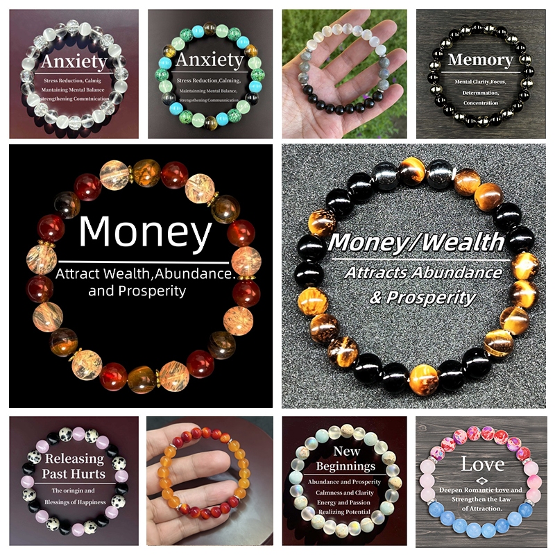 8 มม.สร้อยข้อมือหินลูกปัดสีสันสดใส Meaningful Charm กําไลข้อมือ Handmade Unisex เครื่องประดับสร้อยข้อมือ